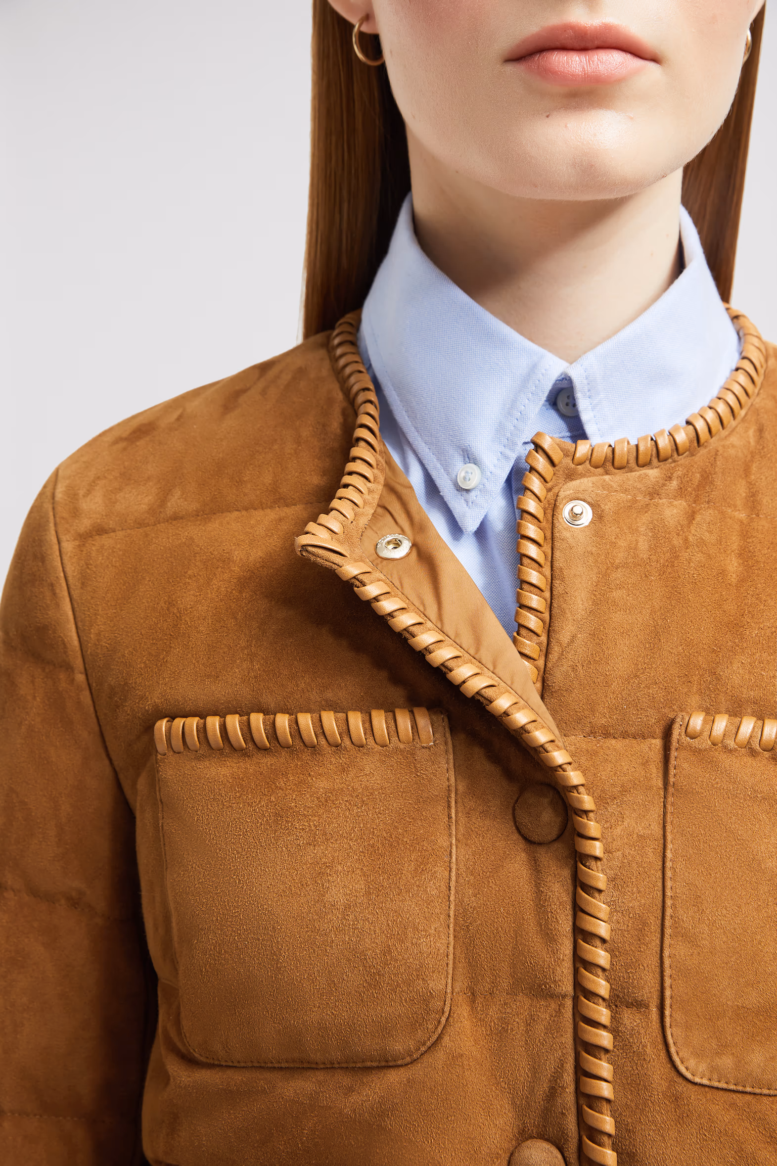 Lassay Suede Short Down Jacket Women Light Brown Moncler 7